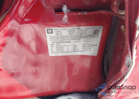 2012 Cadillac Srx Performance Collection из США, поврежденный, VIN 3GYFNEE38CS645899